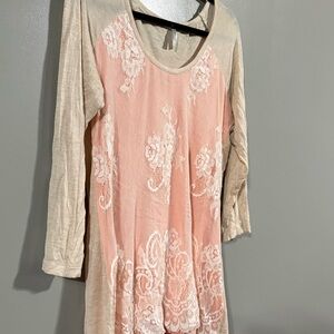 Pink and Cream Lace Top